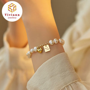 Viviann Original sterling silver Design Goodluck Pendant Love Baroque Pearl High Sense INS Bracelet New Fashion Elegant Delicate Baroque Pearl Bracelet Ladies Premium Jewelry Birthday Party Gift Wholesale Bangles
