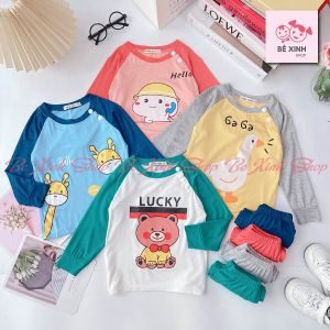 [Xuất Hàn] Đồ ngủ dài tay cho bé gái bé trai Đồ bộ thu đông dài tay cho bé trai gái trẻ em chất thun lạnh DÀI 2 NÚT Bé_Xinh_Shop