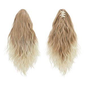 FGJHD Corn Perm Claw Clip Ponytail Wig Ombre Ponytail Extension Pony Tail Hairpiece Heat Resistant Fiber Clip in Premium Wavy Curly Ponytail for Women
