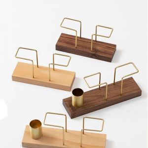 PARKOUR Metal Napkin Holder Wooden Gold Tissue Box Kitchen Accessories with Toothpick Case Tissue Dispenser Home