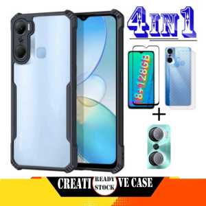 PROMO PAKET 4 IN 1 CASE INFINIX SMART 8 2023 / ZERO 5G 2023 / HOT 30 / SMART 7 / HOT 30I / HOT 20 5G / HOT 12 PRO/NFC 2022 Ultra Slim Shockproof Transparent Premium Softcase Anti Fall
