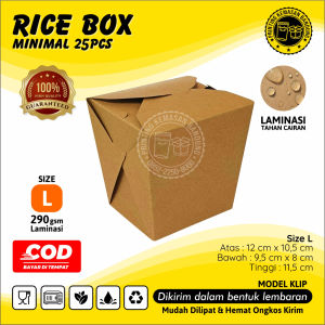 (25 pcs) Rice Box Paper Size L Dus Rice Bowl makanan Take away Grosir