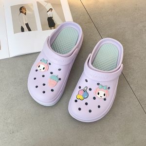 Cute Cartoon Womens Sandals Clogs for Lady Comfortable Soft bottom Walking Shoes Beach Shoes With Patch