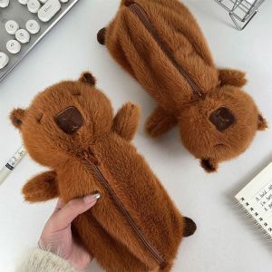 VGFD Animal Doll Capybara Plush Pen Bag Zipper Large Capacity Cartoon Capybara Plush Doll Students Writing Tools Animal Capibara Plush Pencil Pouch Student