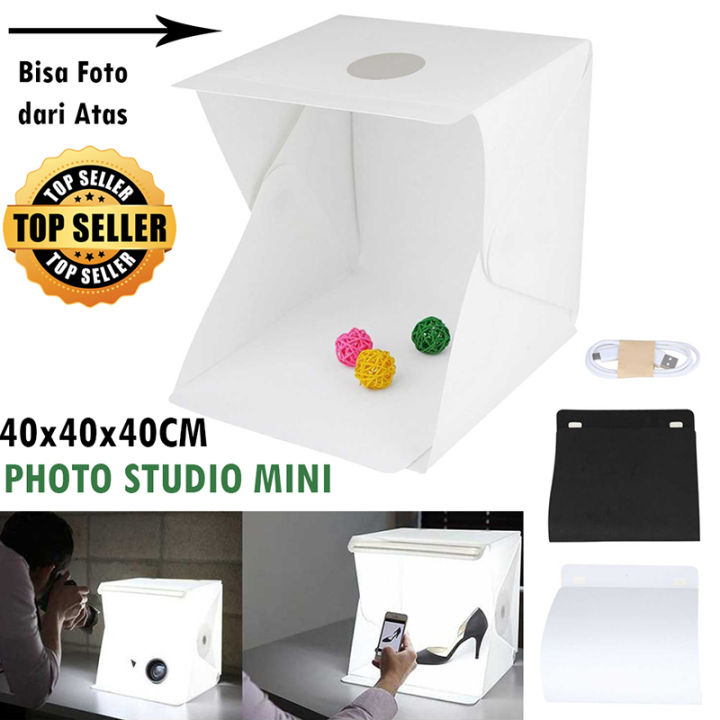 Photo Studio Foto Mini dengan Lampu LED ukuran L Alat Alas