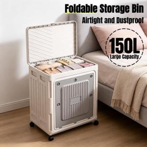 Folding Storage Box With Wheels Large Storage Cabinet Box Plastic Clothing and Toy Organizer