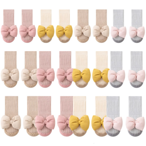 Bowknot Toddler Walking Shoes with Not Slip Soles Comfortable Baby Shoes Nursery Baby Footwear for Indoor & Outdoor Wear
