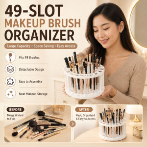 Large Capacity Makeup Brush Storage Tube Porous Plastic Storage Rack Round Pen Holder Cosmetic Brush Organizer Desktop Makeup Accessories Holder