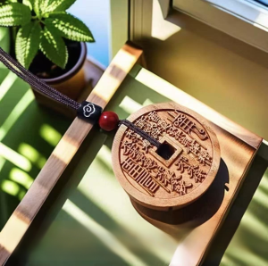 【Good Luck! 】Old Peach Wood Mountain Ghost Coin Pendant Car Keychain Pendant Gossip Amulet Ancient Coin Necklace Copper Coin老桃木山鬼花钱吊坠