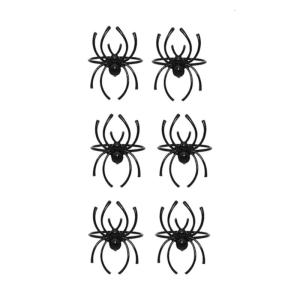 Pack of 6 Detailed Metal Spiders Napkin Rings Halloween Kitchenwares For Themed Dinners And Home Decoration