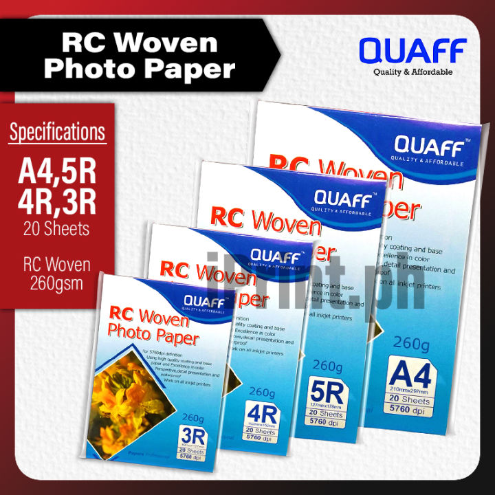 iPrint - A4 / 3R / 4R / 5R Size QUAFF RC Woven Photo Paper No Backprint ...