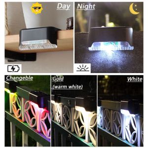 led solar stairs garden light outdoor waterproof LED fence lights Auto ON/OFF solar rechargeable step lights 2V 100mAh