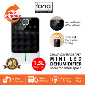 IONA 1.5L Mini Dehumidifier |  Timer Setting 2 Modes Low Noise Water Full Reminder 除湿器 - GLD10