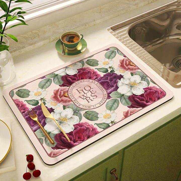 CozyJoy Diatom Mud Pad Coaster Kitchen Top Mat Diatom Mud Drain Mat ...