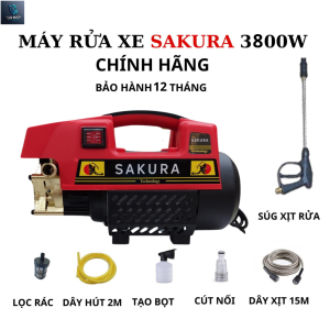 Máy rửa xe áp lực - máy rửa xe sakura 3800w chính hãnglõi đồng hàng nhập khẩuđầ đủ phụ kiệnbảo hành 1 năm