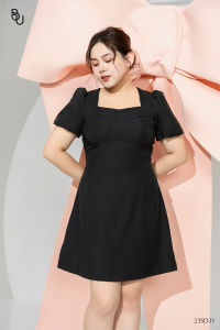 Đầm cổ lục giác khoét lưng phối nơ trắng BIGSIZE (55kg đến 95kg) - 23SD31 - [BUstu Bigsize]