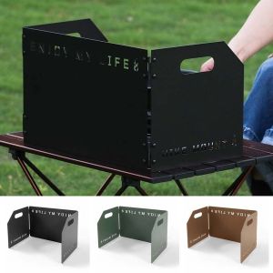 BLACKON Nhỏ gọn Tấm chắn gió bếp Lớn Gấp ba Bảo vệ gió bếp Dụng cụ nướng thịt Bền bỉ Kính chắn gió cho dụng cụ nấu ăn Hộ gia đình