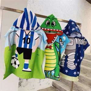 Childrens bath towel hooded cloak with hood can be worn cartoon boys and girls summer swimming sun protection baby beach hot spring bathrobe SIZE: 80cmx60cm