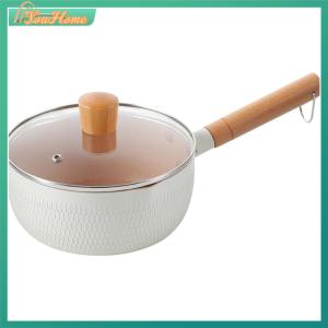 【จัดส่งที่รวดเร็ว】กระทะไม่ติดพร้อมฝาปิดกระทะซอสพร้อมพวยกาและหม้อซุปด้ามไม้หม้อก๋วยเตี๋ยวแบบแท่งสำหรับครัวที่บ้าน【รับประกันหลังการขาย】