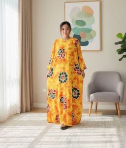Dress Maura Lengan Panjang Busui Rayon Premium Resleting Depan Daster Batik Pekalongan