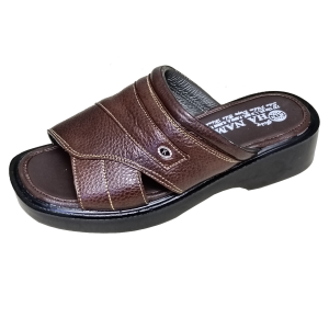 Dép Nam Quai Ngang HA NAM Da Bò Thật Đế Cao Dành Cho Người Thấp DNA2133