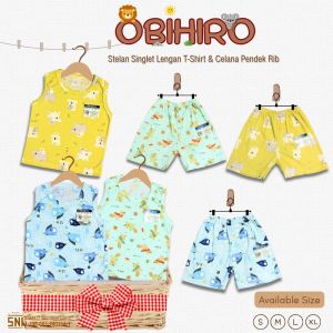 Paket Baju Bayi Setelan Singlet Kutung Kaos Anak Ridges 3pcs Obihiro / Setelan Bayi Kutung / Setelan Bayi Laki-laki dan Perempuan / Baju Bayi adem / Baju Santai Anak
