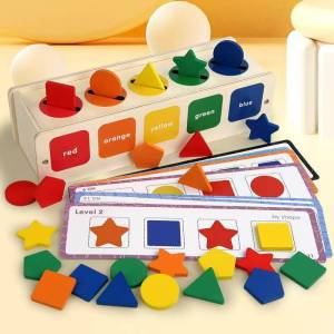 JLT Wooden color and shape sorting box with cards