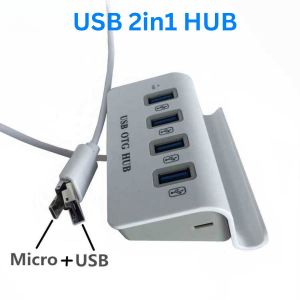 Bộ chia 4 cổng USB kết nối OTG - HUB USB đa năng kết nối đa dạng đầu chuyển tích hợp giá đỡ cho điện thoại