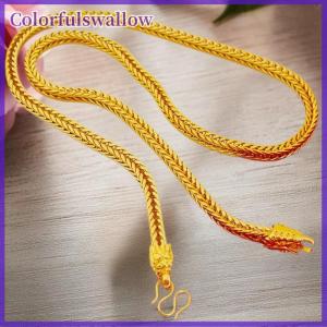 Colorfulswallow Hợp kim mạ vàng đầu rồng Fox đuôi Vòng cổ 6mm giả vàng cá nhân vuông Fox đuôi Vòng Cổ Chuỗi