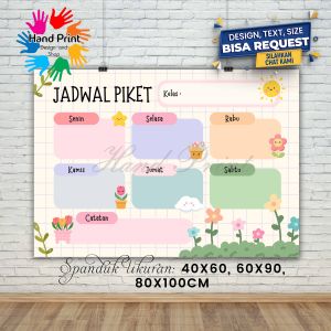 Cetak Spanduk Banner MMT Jadwal Piket Rainbow 100x80cm Bisa Request