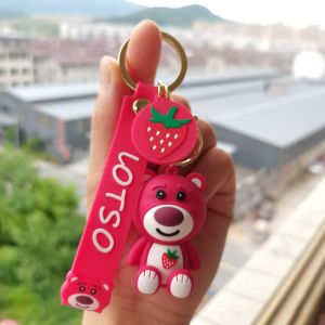 Móc khóa trang trí hình Gấu dâu Lotso silicon dễ thương - phụ kiện túi xách balo gấu hồng