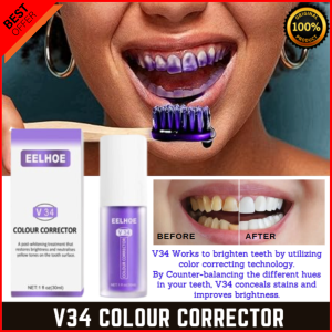 EELHOE V34 Purple Colour Corrector Tone Brightening Toothpaste Enamel Teeth Stains Removal Whitening Cleaning Toothpaste Dental Hygiene Freshener Cleansing Oral Bad Breath Care 30ml PAMPALINIS NG NGIPIN TOOTHPASTE TEETH WHITENING PANGLINIS NG NGIPIN