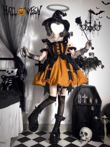 RF studio halloween witch pumpkin dark little witch jsk dress cute sweet luolita princess dress