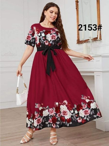 Women Casual Formal Plus Size Dress Red Floral Maxi Summer Korean Fashion  Dresses Long A line Dress For Women Casual Short Sleeve Chiffon Dress -  Lazada
