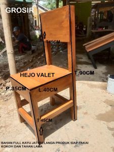 GROSIR Kursi kerja kursi belajar kursi makan kursi kayu jati belanda siap pakai kokoh dan tahan lama panjang 35cm lebar 40cm tinggi45cm tinggi total 90cm