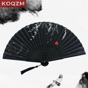 [COD] KOQZM KITCHEN Chinese Silk Folding Fan Wooden Shank Classical Dance Fan Home Decoration