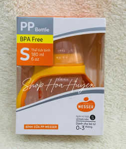 Bình sữa Wesser Cổ Rộng  PP Màu Trắng dung tích 260ml  180ml kèm tay cầm / Bình sữa cổ rộng Wesser