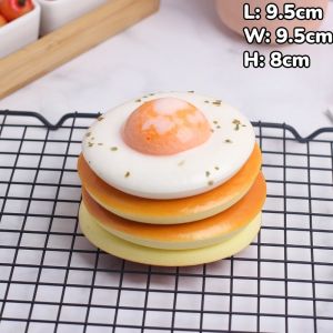 Omelet Toast Slow Rising Squishy Toy PU Soft Bread Stress Relief Fidget Squeeze Toy For Girls