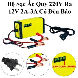 Bộ Sạc Ắc Quy 220V Ra 12V 2A-3A Có Đèn Báo Tiện Lợi