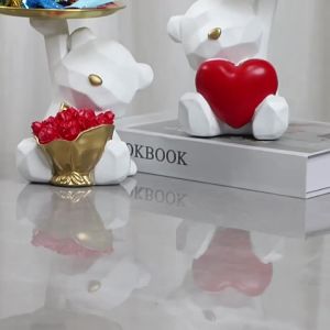 AU resin crafts geometric faceted bear storage ornaments for home TV cabinet candy entryway display