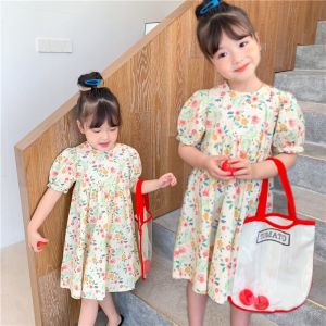 WANDER ชุดไทยเด็กผู้หญิง เสื้อผ้าเด็กผญ ดีไซน์แขนพองลายจุดสุดอินเทรนด์ ชุดเจ้าหญิงแขนพัฟฤดูร้อนของเด็กผู้หญิง2384