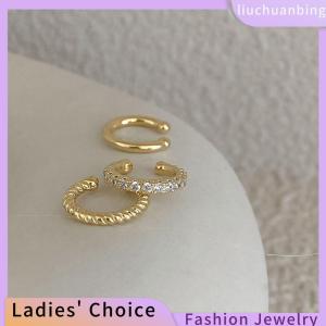 [COD] liuchuanbing Jewellery 3ชิ้นต่างหูกลมแบบเรียบง่ายคลิปหนีบกระดูกอ่อนต่างหูแบบไม่ต้องเจาะ