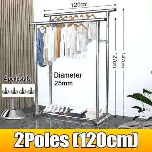 Stainless Steel Shelves Clothes Hanger Nordic Space Saving Organizer Coat Racks Laundry Accesories
