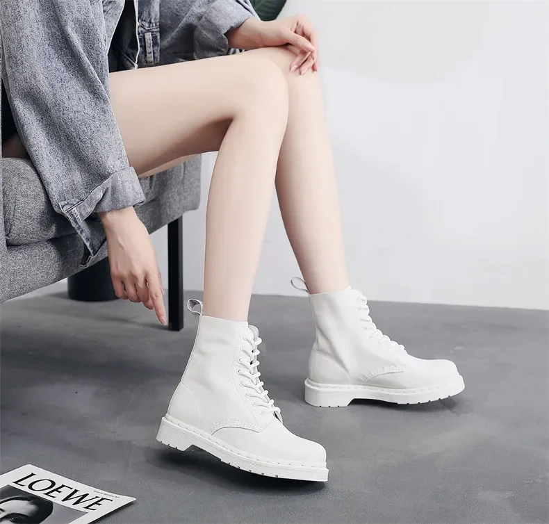 White leather 2025 biker boots