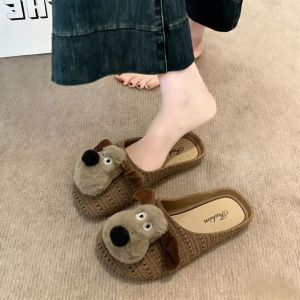 [Free Shipping] Cute Cartoon Closed-Toe Half-Slippers For Women 2026 Summer New Model Hollow-Out Korean Style Durable And Versatile For Going Out