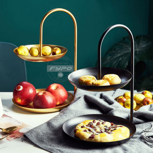 Fypo Khay phục vụ kẹo tráng miệng hai tầng trái cây sang trọng phong cách Bắc Âu kẹo tráng miệng thời trang gia dụng cho cửa hàng nhà hàng mỹ phẩm giá treo trang sức Tủ Đựng bàn phòng khách