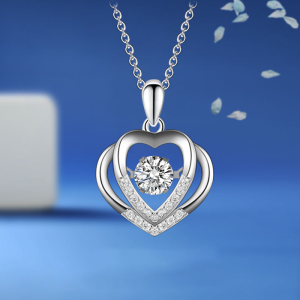 【跳动的心】Original Genuine Beating Heart Moissan Diamond S925 Sterling Silver Necklace Female Summer Hundred Lockbone Chain Gift跳动的心项链