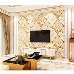 168 3D Geometric Waterproof Self-Adhesive Wallpaper Wallpaper Dormitory Bedroom Living Room PVC Furniture Renovation Sticker Wallpaper Sticker (10m x 45cm)