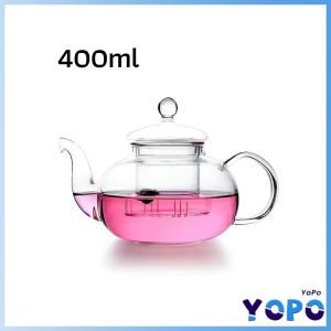 YoPo 400ml 600ml Heat-resistant Glass Tea Set with Filter Tea Pot Transparent Teapot