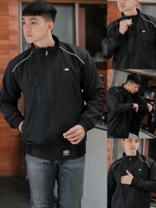 Jaket Taslan Waterproof Premium Jaket Pria Terbaru Outdoor Windbreaker Simple Distro Hoxer NAVY-gibranstore